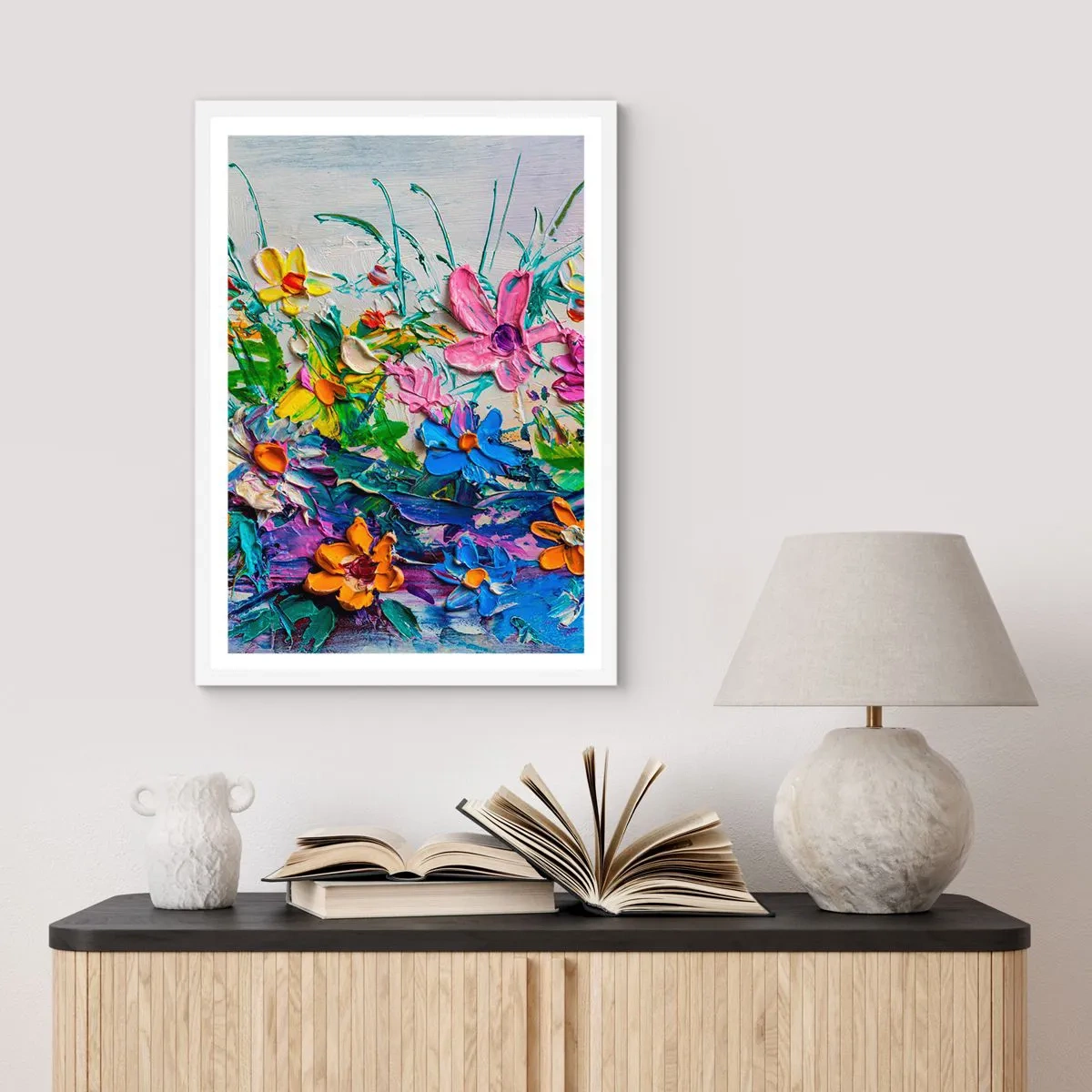 Póster en marco blanco - La energía de las flores - 50x70 cm