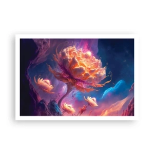 Póster - Flores de fantasía en un paisaje cósmico. - 100x70cm - Otro mundo - Decoración de pared moderna para salón y dormitorio ARTTOR