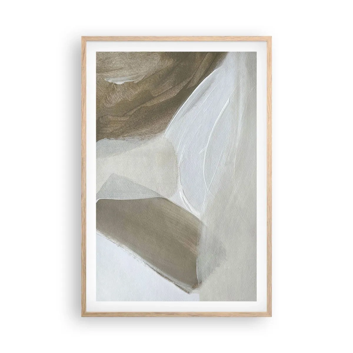 Póster en marco roble claro - Ola de blanco - 61x91 cm