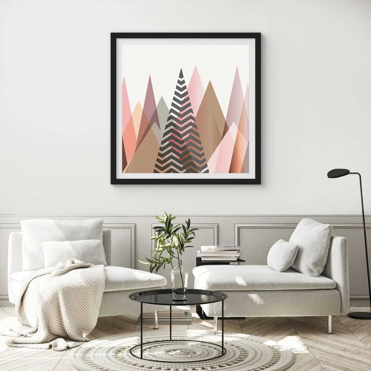 Póster en marco negro - Una visión piramidal - 60x60 cm
