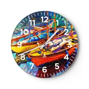 Reloj de pared - Reloj de vidrio - Sobre el agua espesa de color - 30x30 cm