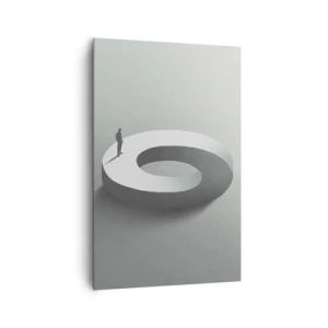 Cuadro sobre lienzo - Impresión de Imagen - Un hombre sobre una estructura gris y abstracta. - 80x120cm - Ser sabio no es una labor sencilla - Decoración de pared moderna para salón y dormitorio ARTTOR