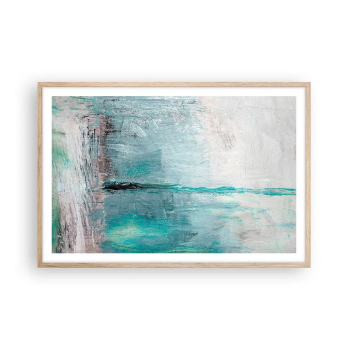 Póster en marco roble claro - Horizontalmente sobre el azul - 91x61 cm