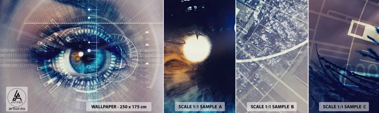 Muestra de fotomural autoadhesivo Deluxe Sticker - Crees que me conoces - Abstracción, Ojo, Gráficos - 100x30 cm