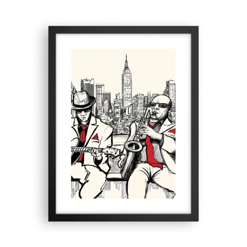 Póster en marco negro - Improvisación en Nueva York - 30x40 cm