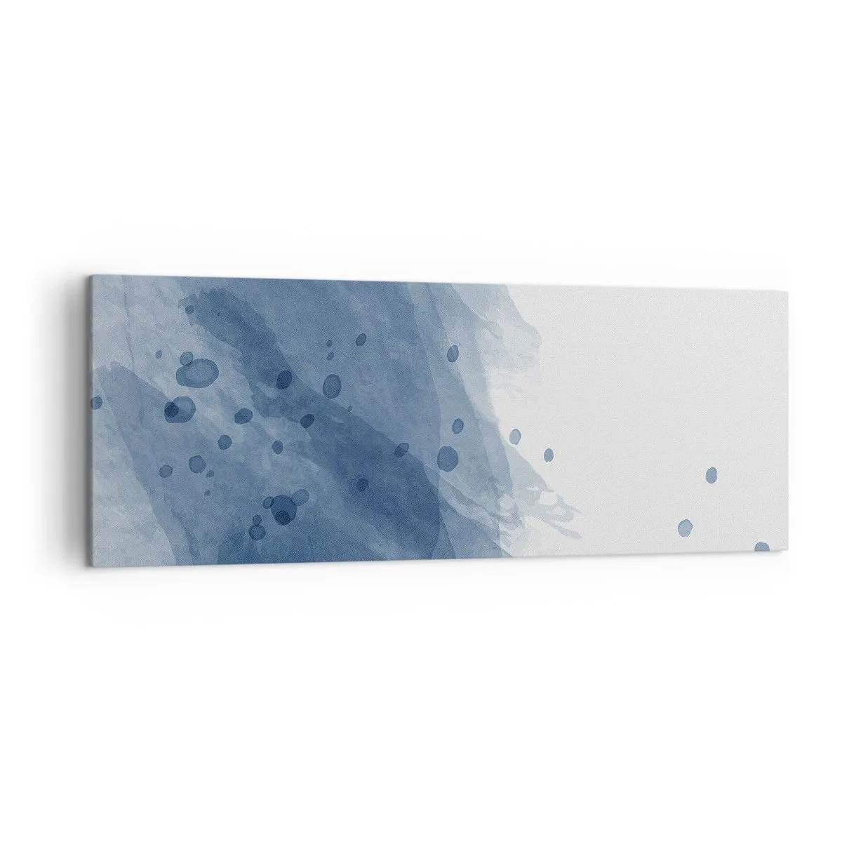 Cuadro sobre lienzo - Impresión de Imagen - Manchas y rayas abstractas en tonos azules - 140x50cm - Tul azul - Decoración de pared moderna para salón y dormitorio ARTTOR