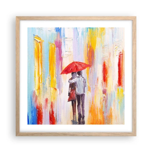 Póster en marco roble claro - Que siga lloviendo - 50x50 cm