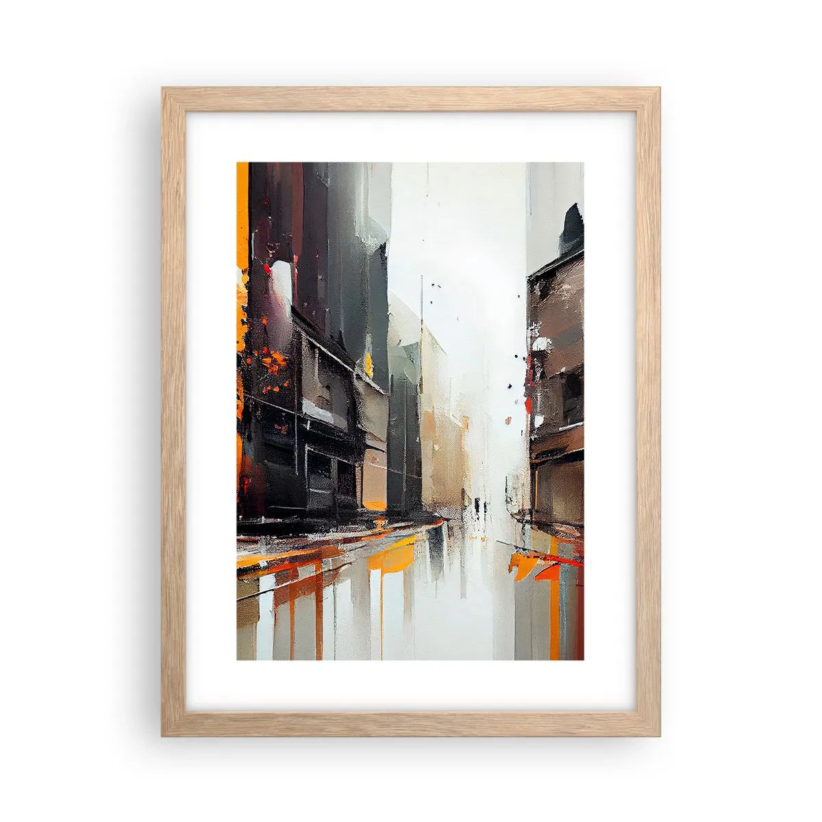 Póster en marco roble claro - Día lluvioso - 30x40 cm