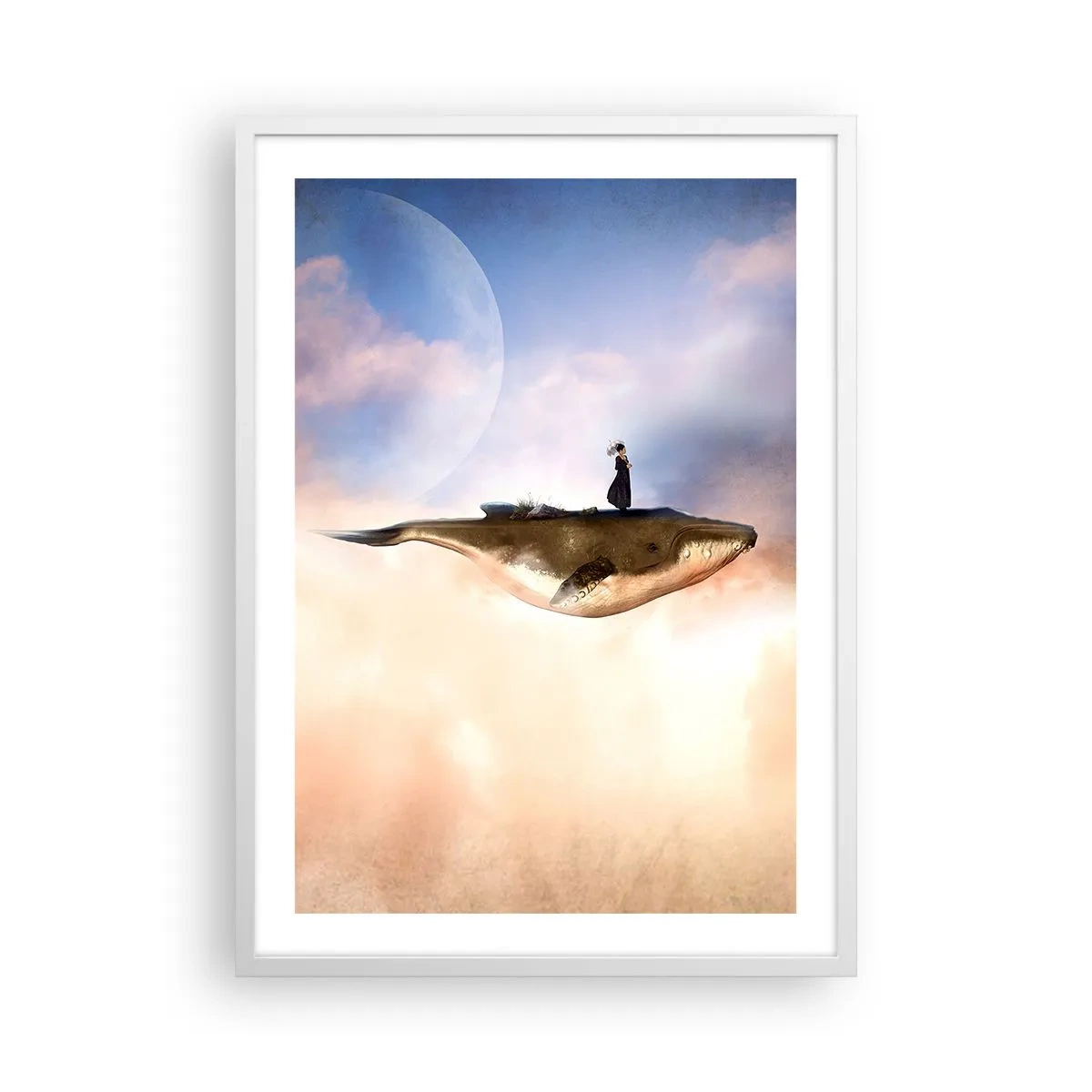 Póster en marco blanco - Un viaje surrealista - 50x70 cm