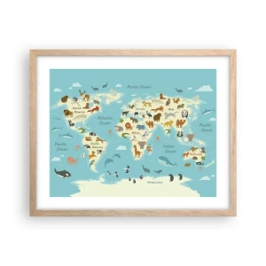 Póster en marco roble claro - Buenos vecinos - 50x40 cm