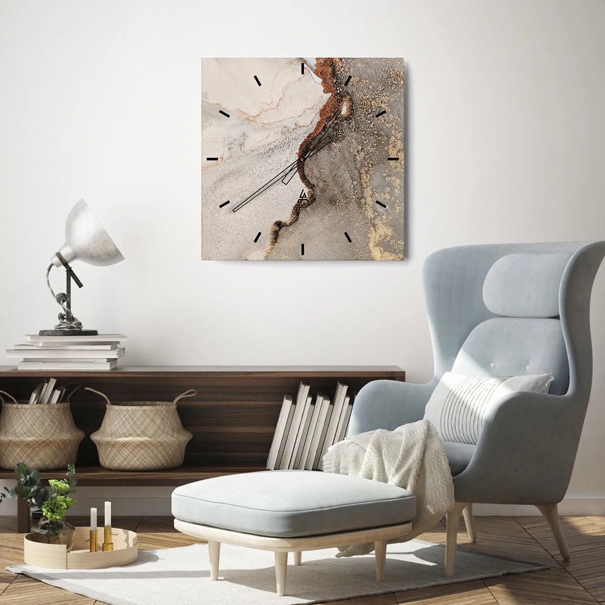 Reloj de pared - Reloj de vidrio - En la frontera de los colores - 40x40 cm