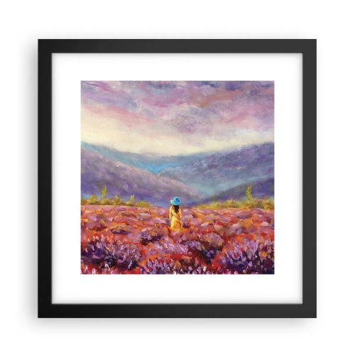 Póster en marco negro - En un mundo de lavanda - 30x30 cm