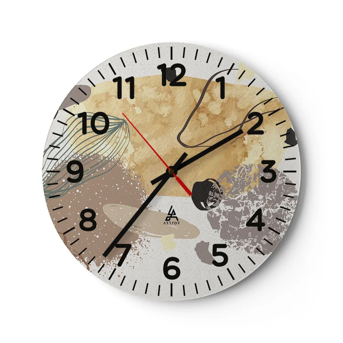 Reloj de pared - Reloj de vidrio - Plumología aplicada - 30x30 cm