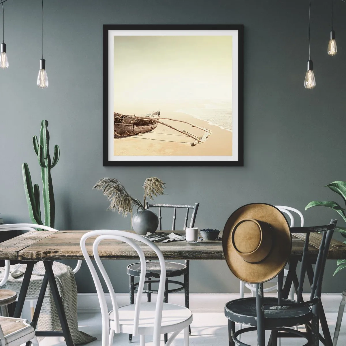 Póster en marco negro - Un recuerdo de los mares del sur - 30x30 cm