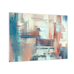 Cuadro sobre vidrio - Impresiones sobre Vidrio - Abstracción colorida con pinceladas horizontales y verticales. - 70x50cm - Alcanzando la luz - Decoración de pared moderna para salón y dormitorio ARTTOR