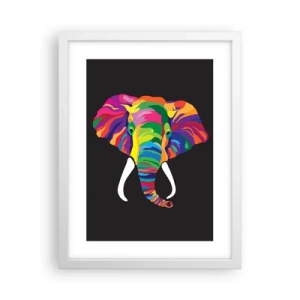 Póster en marco blanco - El elefante al que le gustaba bañarse en el arco iris - 30x40 cm