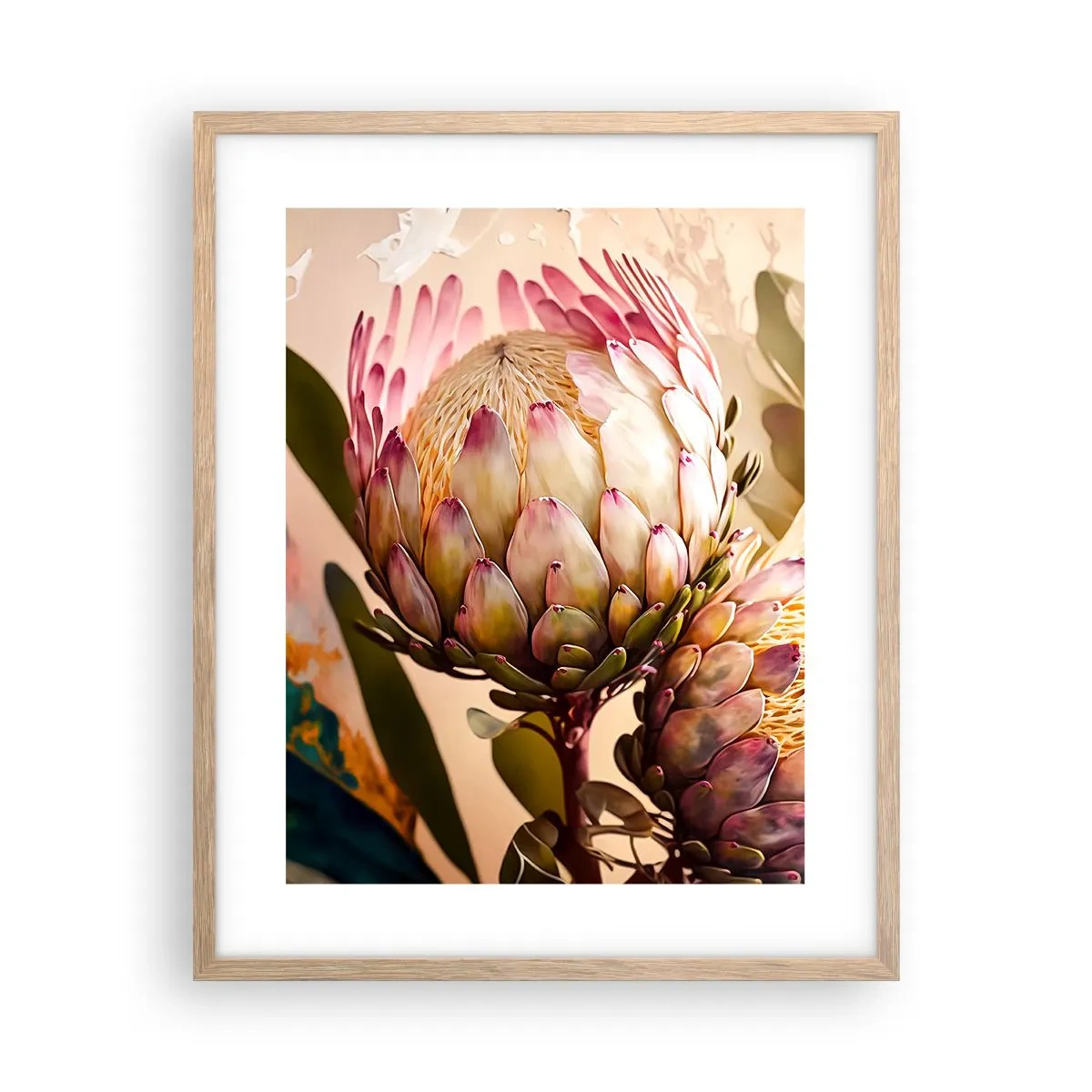 Póster en marco roble claro - Abrazados con ternura - 40x50 cm