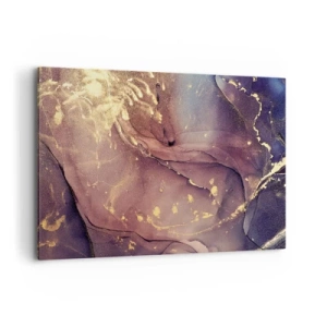 Cuadro sobre lienzo - Impresión de Imagen - Composición abstracta con tonos dorados y morados. - 120x80cm - Materia y espíritu - Decoración de pared moderna para salón y dormitorio ARTTOR