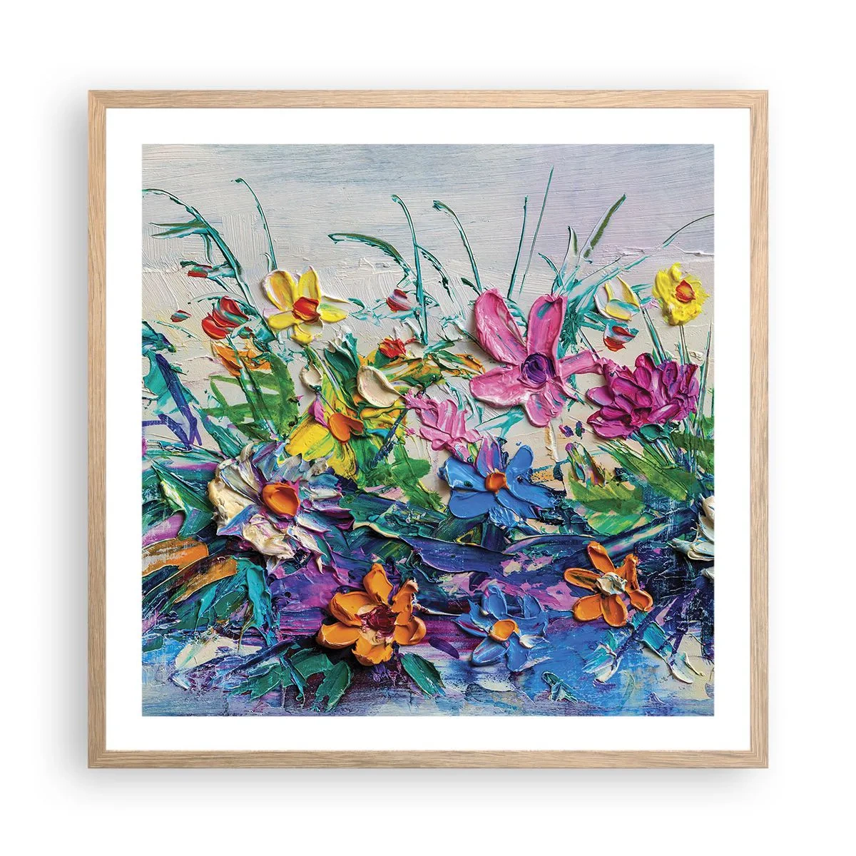 Póster en marco roble claro - La energía de las flores - 60x60 cm
