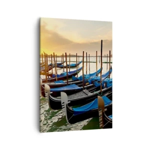 Cuadro sobre lienzo - Impresión de Imagen - Góndolas en Venecia por la mañana a la luz del sol naciente. - 50x70cm - Antes de que llegue la tormenta - Decoración de pared moderna para salón y dormitorio ARTTOR