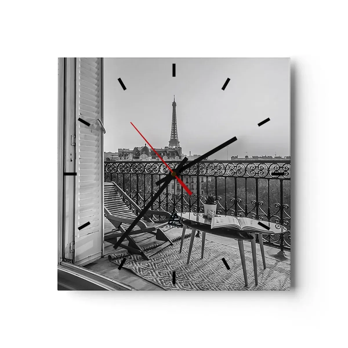 Reloj de pared - Reloj de vidrio - Una tarde parisina - 40x40 cm