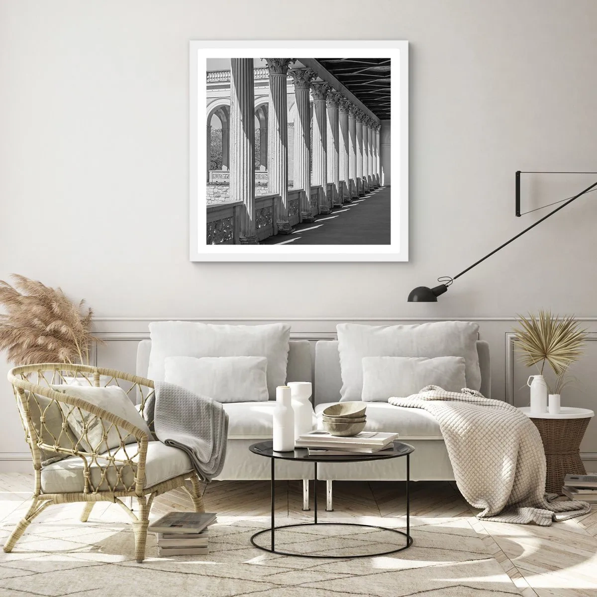 Póster en marco blanco - Galería soleada - 60x60 cm