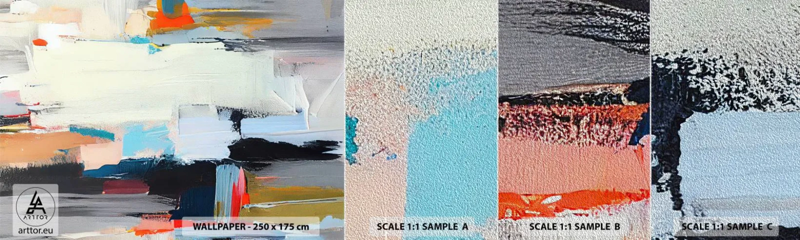 Muestra de fotomural Premium Sand - ¿Existe un método único? - Moderno, pinturas, minimalista - 100x30 cm