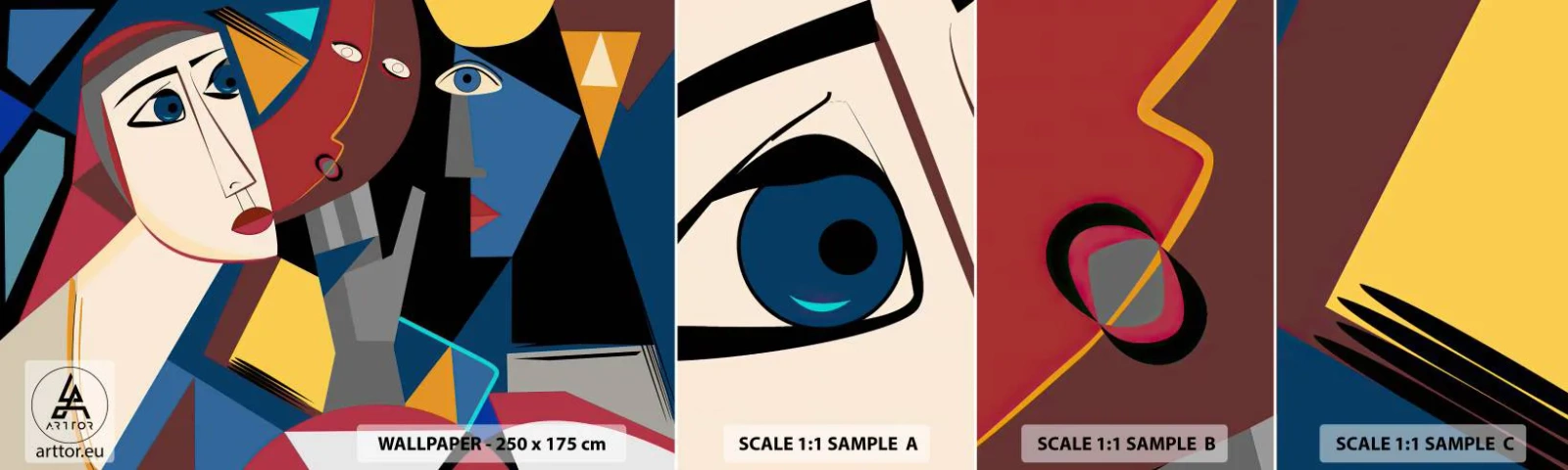 Muestra De Fotomural Standard Eco - Conversación cubista - Gente, Cubismo, Retrato - 100x30 cm