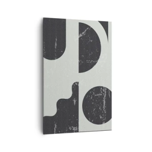 Cuadro sobre lienzo - Impresión de Imagen - Patrones geométricos en tonos negros y grises. - 80x120cm - Composición arriba y abajo - Decoración de pared moderna para salón y dormitorio ARTTOR