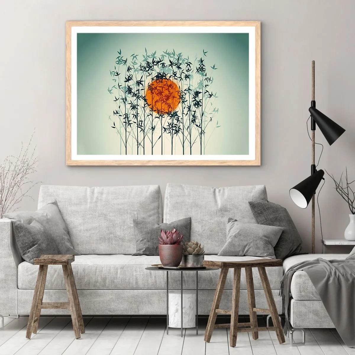 Póster en marco roble claro - El sol de Japón - 70x50 cm