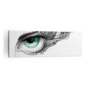 Cuadro sobre lienzo - Impresión de Imagen - Ojo artístico con iris verde y detalles de dibujo. - 160x50cm - Hermosa y lista para atacar - Decoración de pared moderna para salón y dormitorio ARTTOR