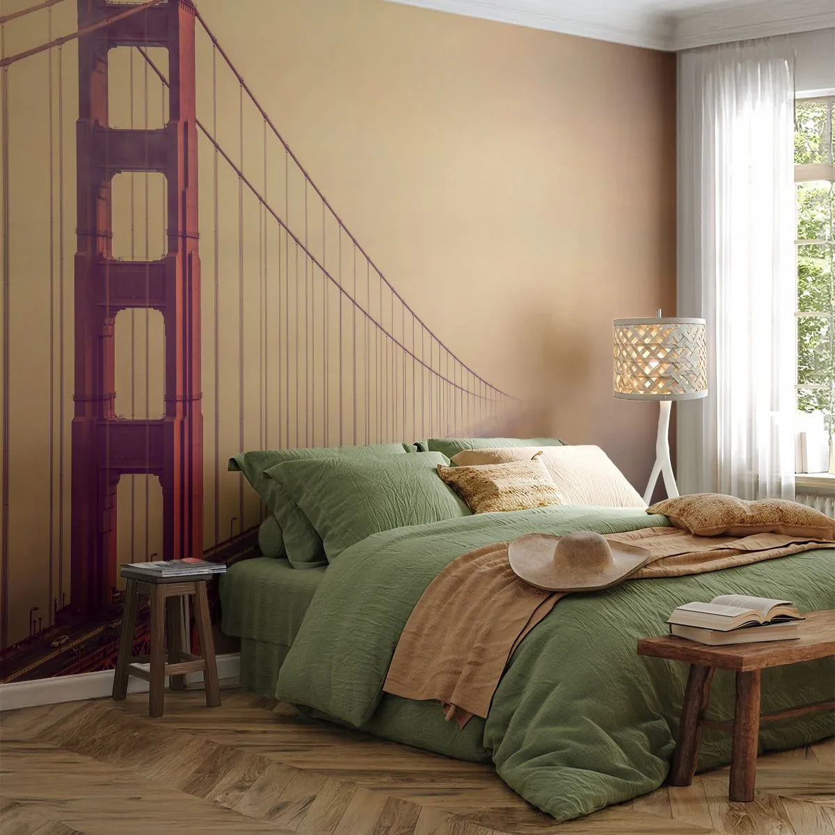 Fotomural Premium Sand - Entre el cielo y la tierra - Paisaje, Arquitectura, San Francisco - 100x70 cm