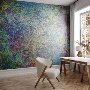 Fotomural Premium Sand - Una composición abstracta llena de líneas y formas coloridas. - 100x70cm - No es tan fácil - Decoración de pared moderna para salón y dormitorio ARTTOR