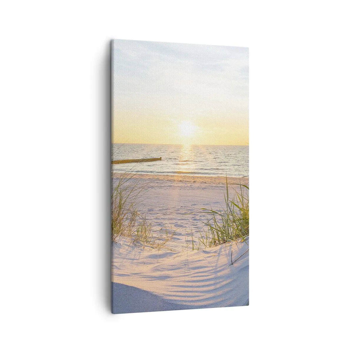 Cuadro sobre lienzo - Impresión de Imagen - El sonido del mar, el canto de los pájaros, una playa virgen entre las dunas... - 45x80 cm