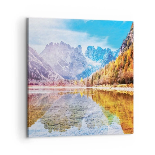 Cuadro sobre lienzo - Impresión de Imagen - Ya es otoño en las montañas - 60x60 cm