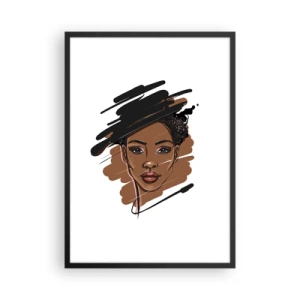 Póster en marco negro - Retrato estilizado de una mujer en tonos marrones y negros. - 50x70cm - Dulce como el chocolate - Decoración de pared moderna para salón y dormitorio ARTTOR