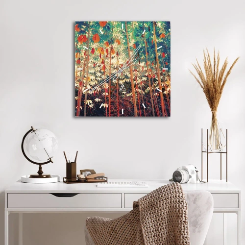 Reloj de pared - Reloj de vidrio - La vida secreta de las hojas - 40x40 cm