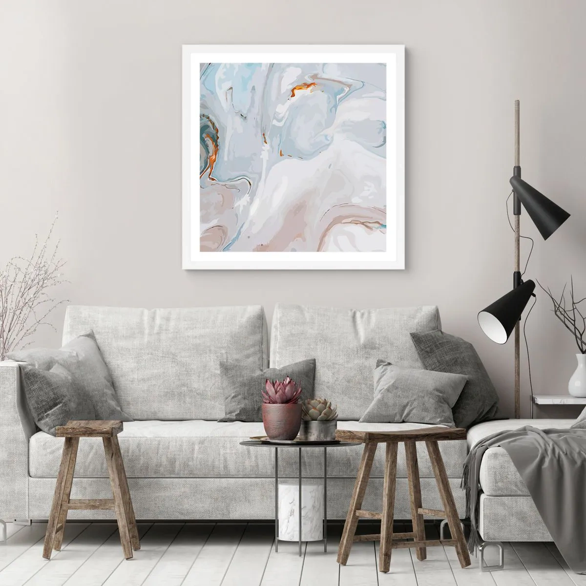 Póster en marco blanco - Blanco fusión - 60x60 cm