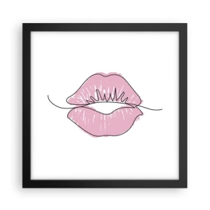 Póster en marco negro - ¿Listo para un beso? - 30x30 cm