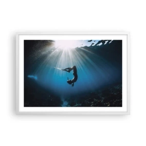 Póster en marco blanco - Danza subacuática - 70x50 cm