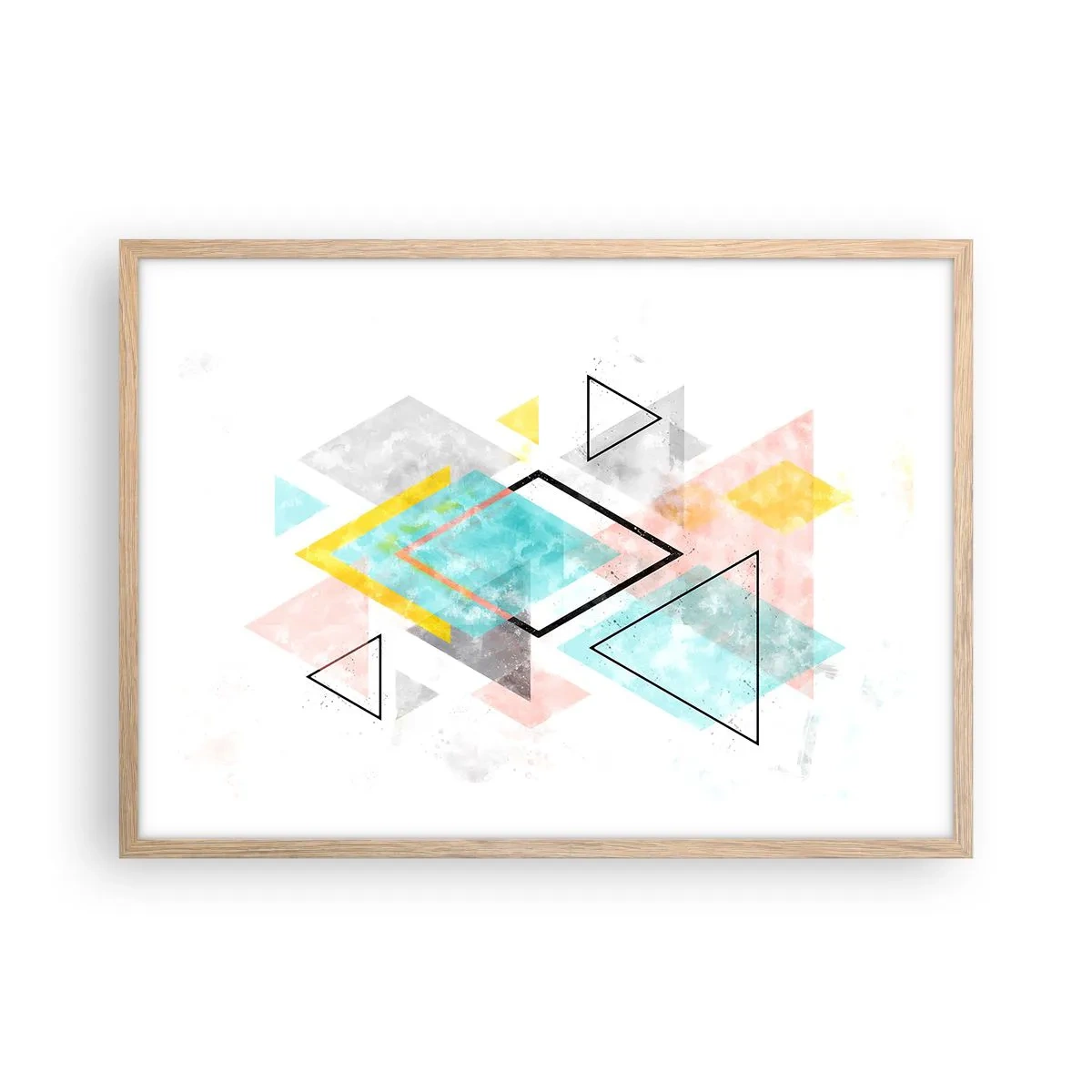 Póster en marco roble claro - Un juego geométrico - 70x50 cm