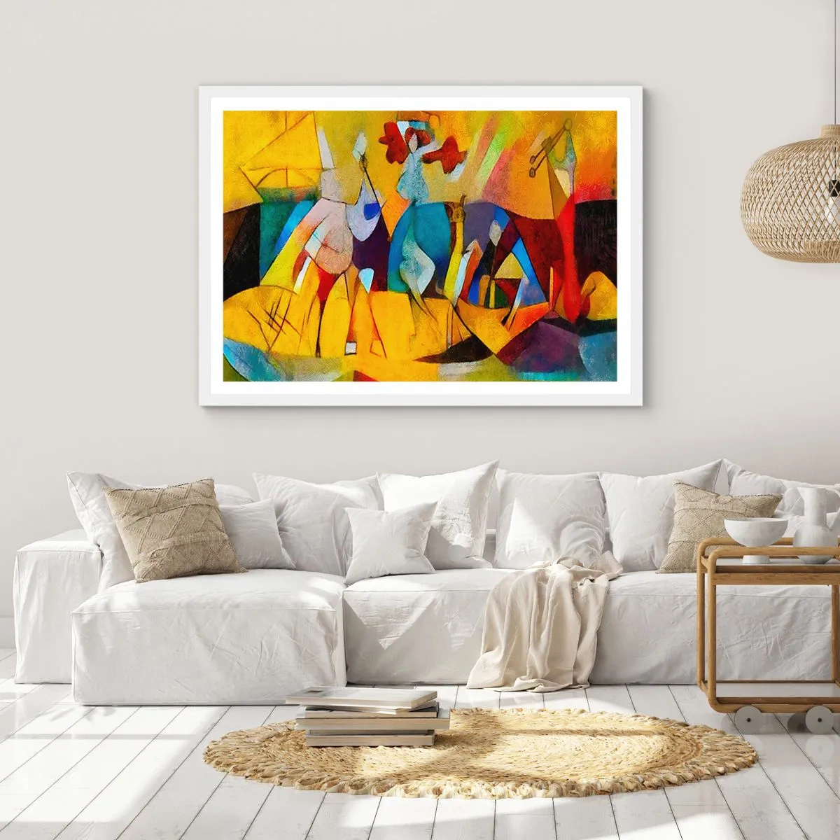 Póster en marco blanco - Sol - vida - alegría - 91x61 cm