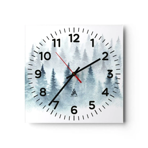 Reloj de pared - Reloj de vidrio - Envuelto en la niebla - 40x40 cm