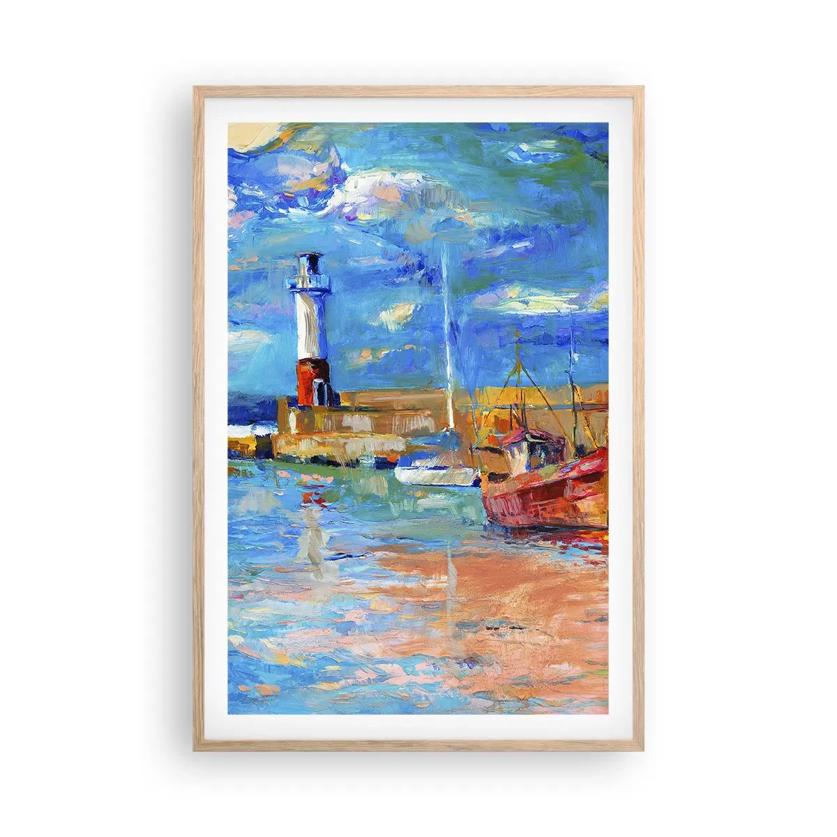 Póster en marco roble claro - Tarde en la bahía del arco iris - 61x91 cm
