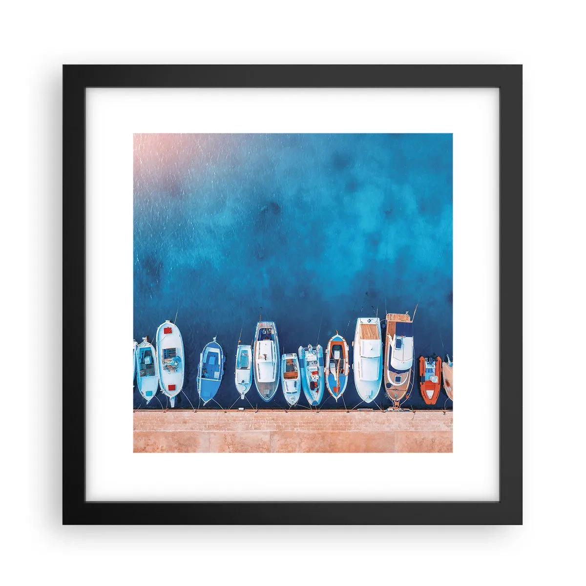 Póster en marco negro - En fila y a la espera - 30x30 cm