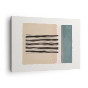 Cuadro sobre lienzo - Impresión de Imagen - Formas geométricas minimalistas en tonos beige y verdes. - 70x50cm - Todo en orden - Decoración de pared moderna para salón y dormitorio ARTTOR