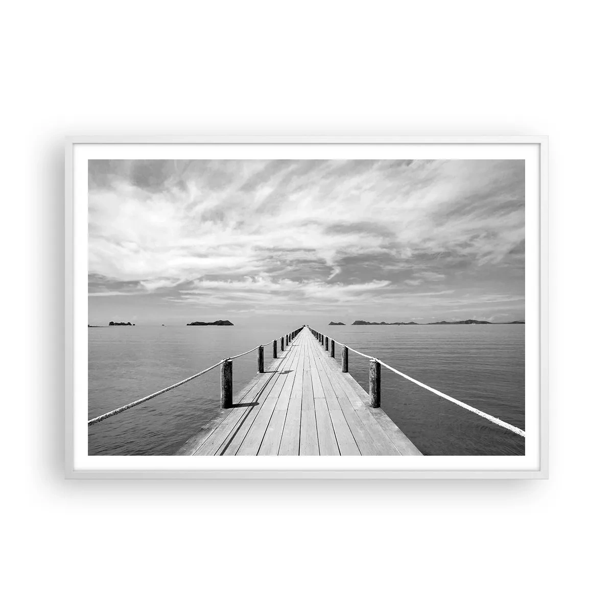 Póster en marco blanco - Hora de viajar - 100x70 cm