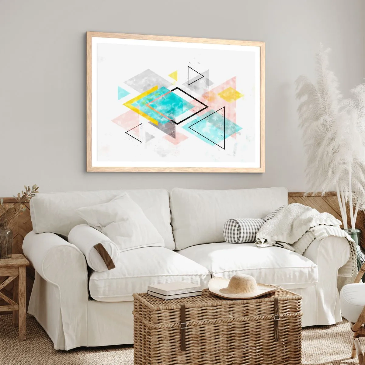 Póster en marco roble claro - Un juego geométrico - 50x40 cm