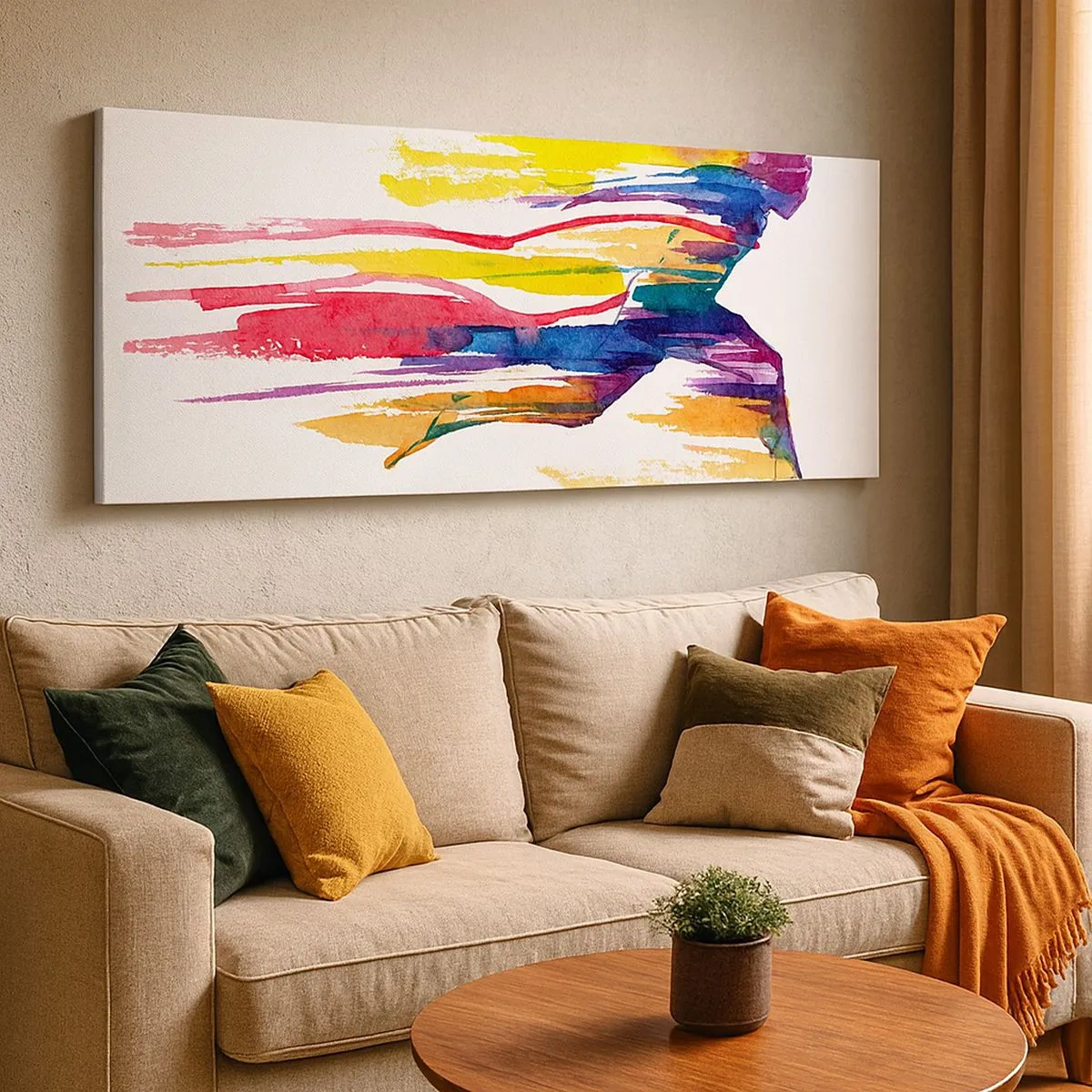 Cuadro sobre lienzo - Impresión de Imagen - Corre a través del arco iris - 100x40 cm