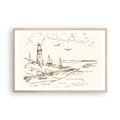 Póster en marco roble claro - Un esbozo de un recuerdo de verano - 91x61 cm
